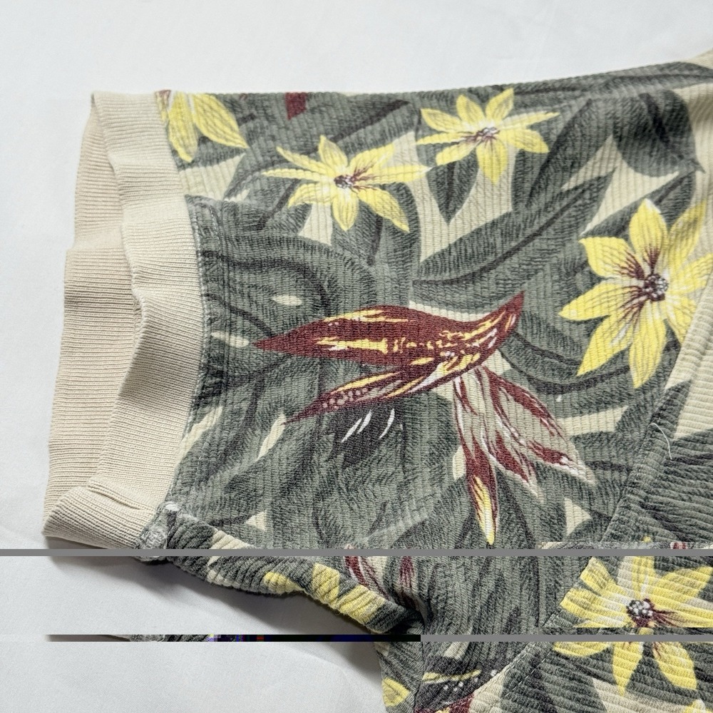 Vintage Tommy Bahama Hawaiian Polo Shirt XL Floral Tropical Island Resort‎ Beige - Picture 7 of 14